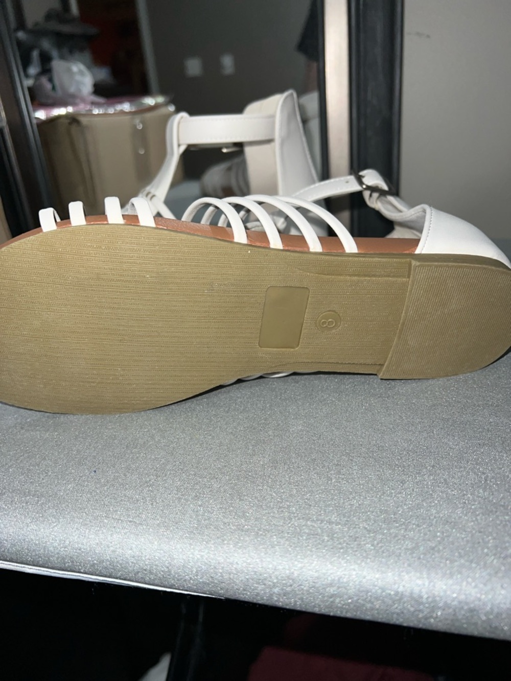 Women’s White Strappy Heel-Zip Sandals - Picture 3 of 4